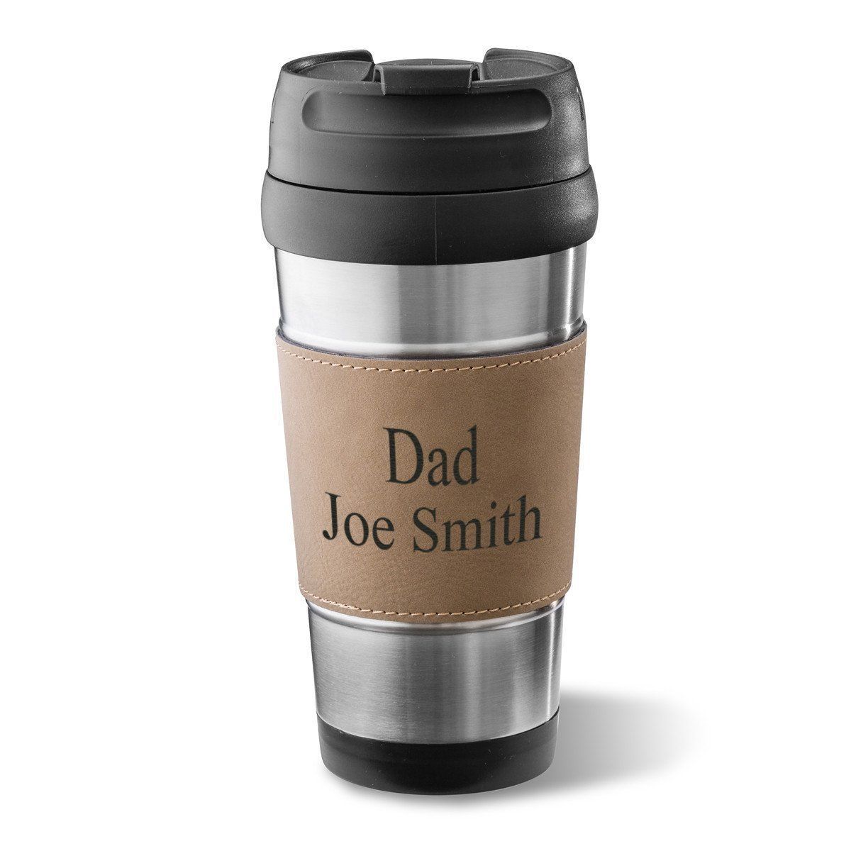 Personalized Faux Leather Wrapped Stainless Steel Tumbler - All