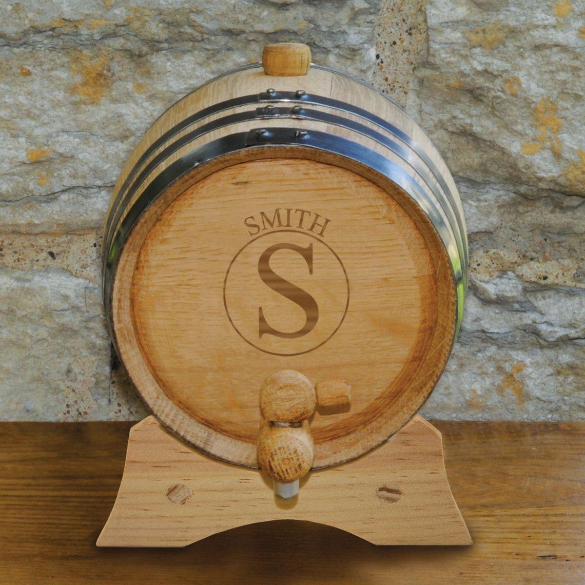 Personalized Monogrammed Oak Whiskey Barrel - 2 Liter