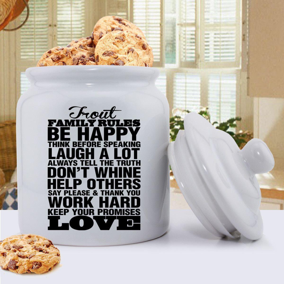 Personalized Antique Style Family Rules Cookie Jar