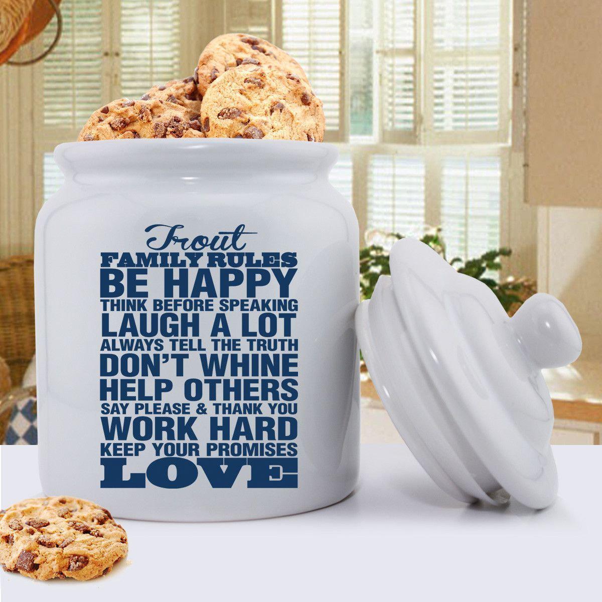 Personalized Antique Style Family Rules Cookie Jar