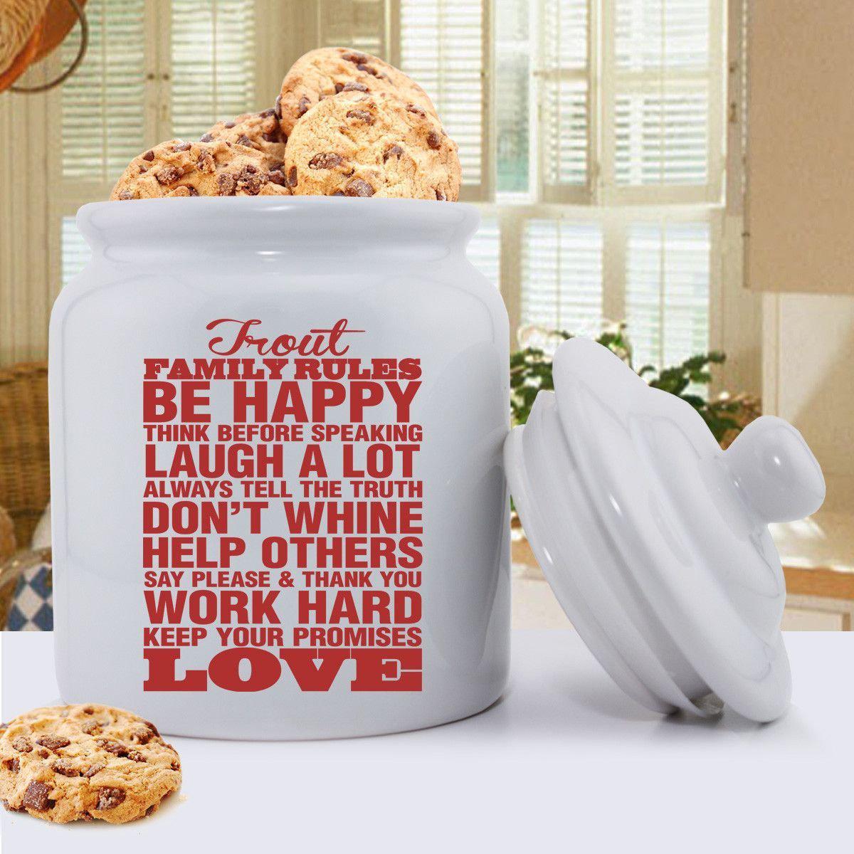 Personalized Antique Style Family Rules Cookie Jar