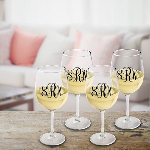 Buy Monogram White Wine Glass Set