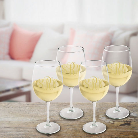 Buy Monogram White Wine Glass Set