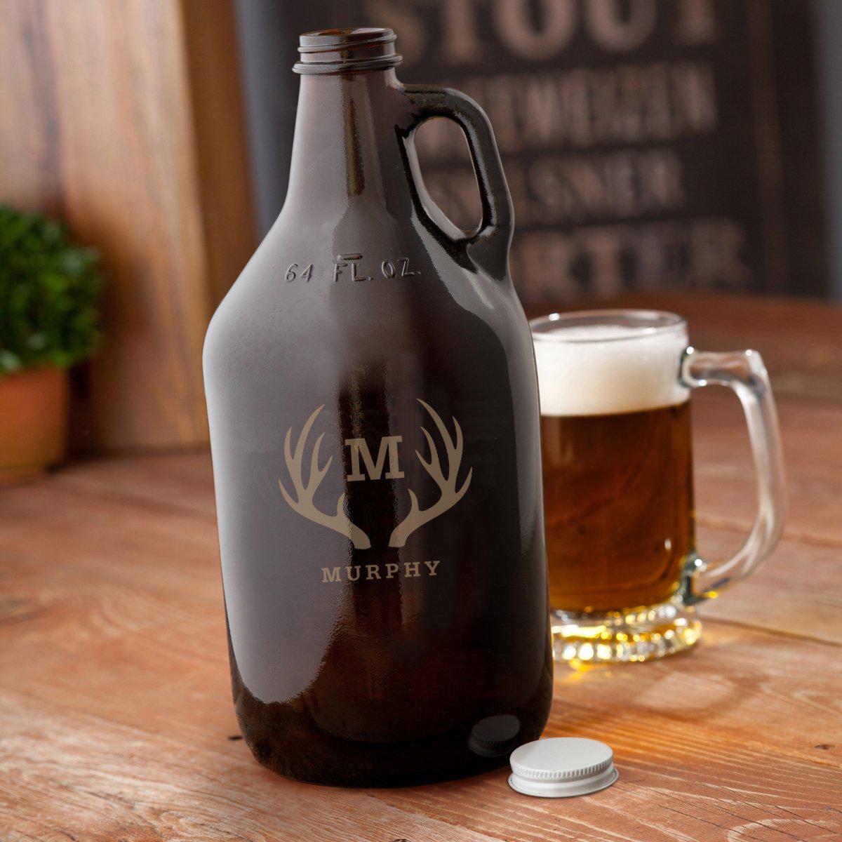 Personalized Amber Beer Growler