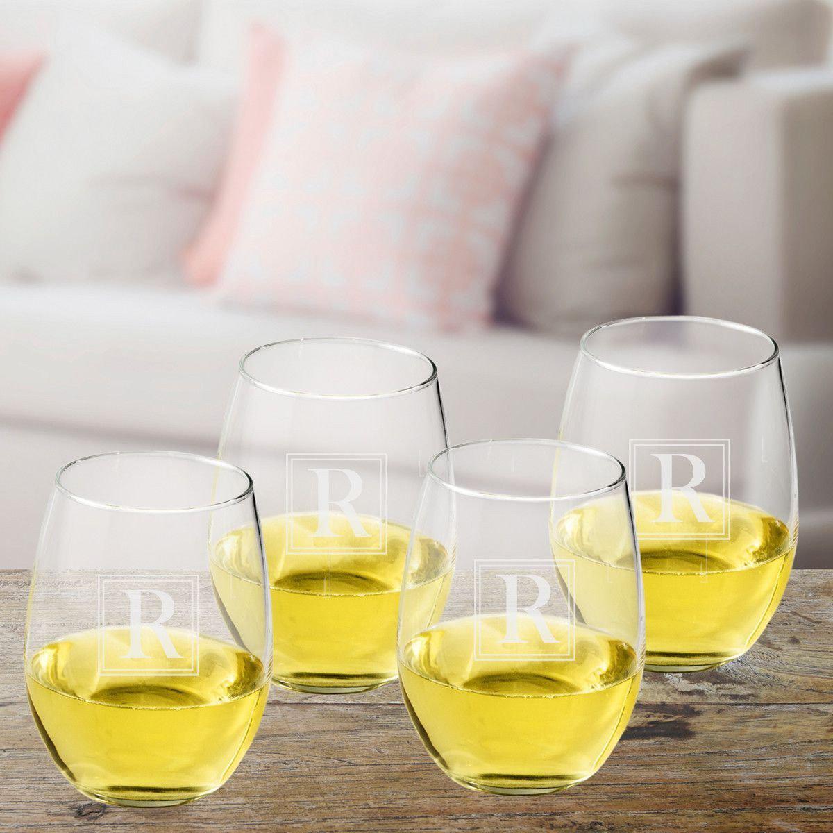 Personalized Stemless Wine Glass Set