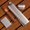 Buy Personalized Flask and Cigar Case - Brushed Silver