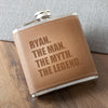 Buy The Man. The Myth. The Legend. Tan Hide Stitched Flask