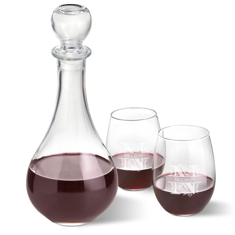 Buy Personalized Wine Decanter Set with 2 Wine Glasses