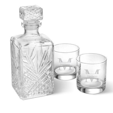 Buy Personalized Square Decanter Set with 2  Rocks Glasses