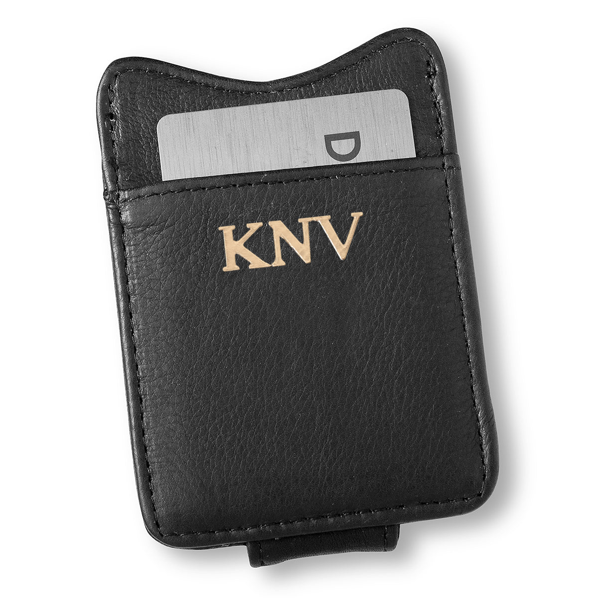 Personalized Black Borello Leather Money Clip