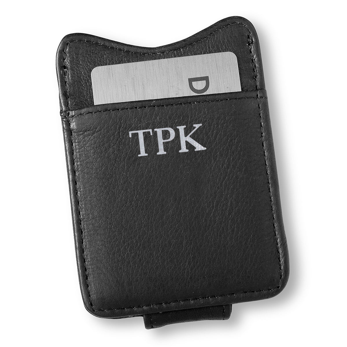 Personalized Black Borello Leather Money Clip