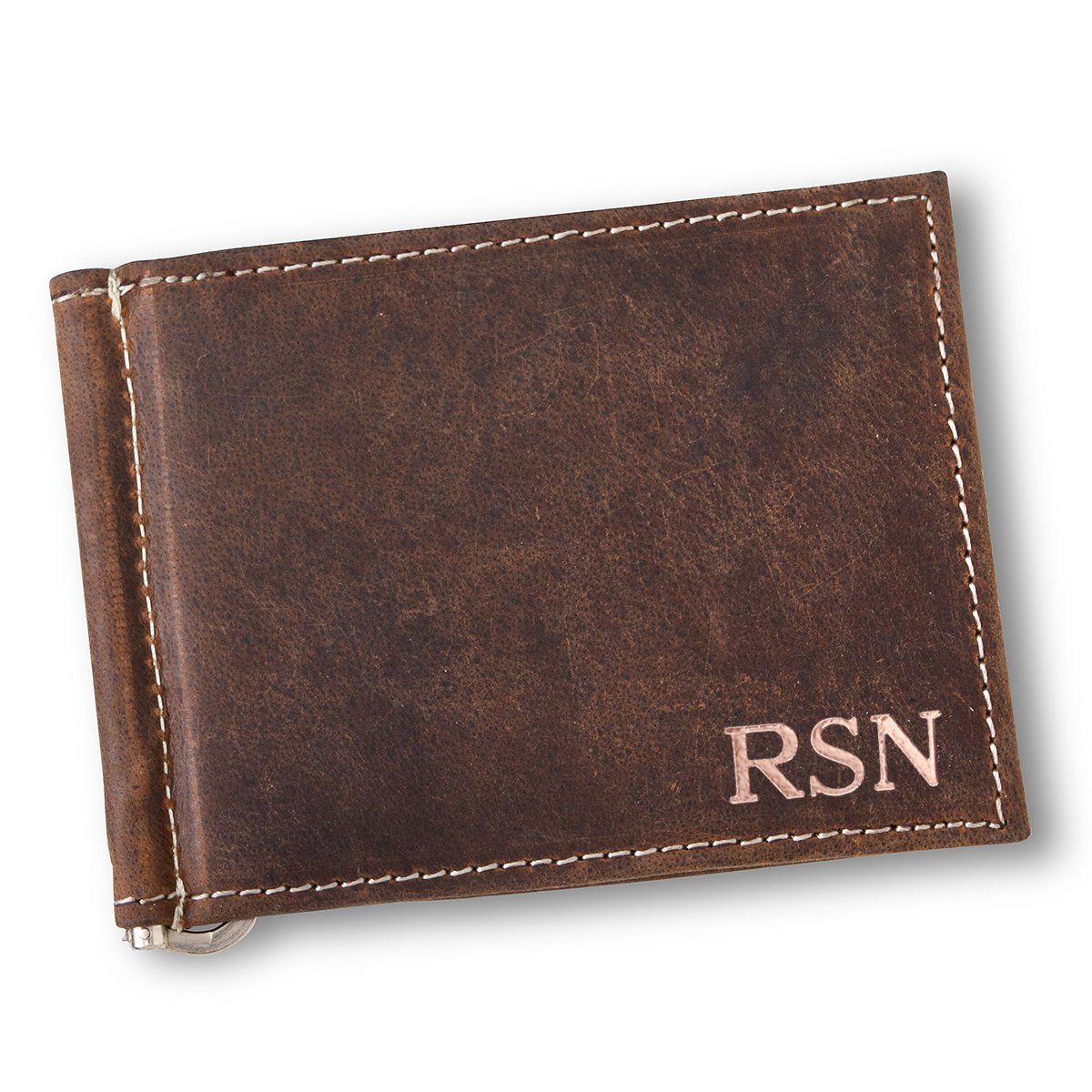 Personalized Distressed Brown Borello Leather Wallet