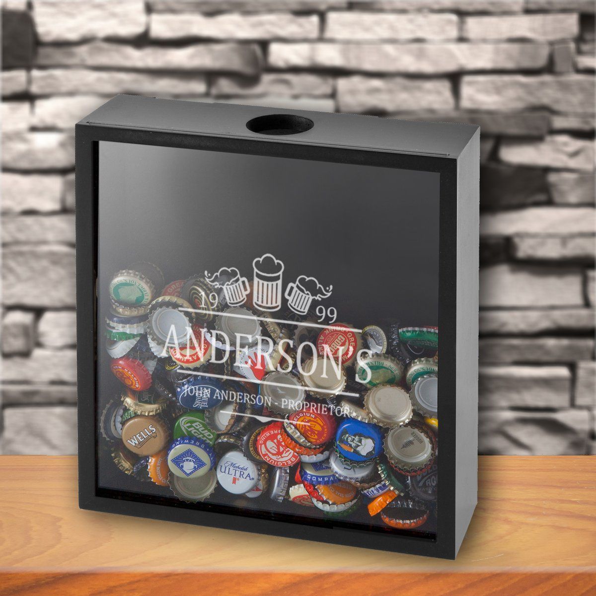 Personalized Groomsmen Beer Bottle Cap Display Shadow Box