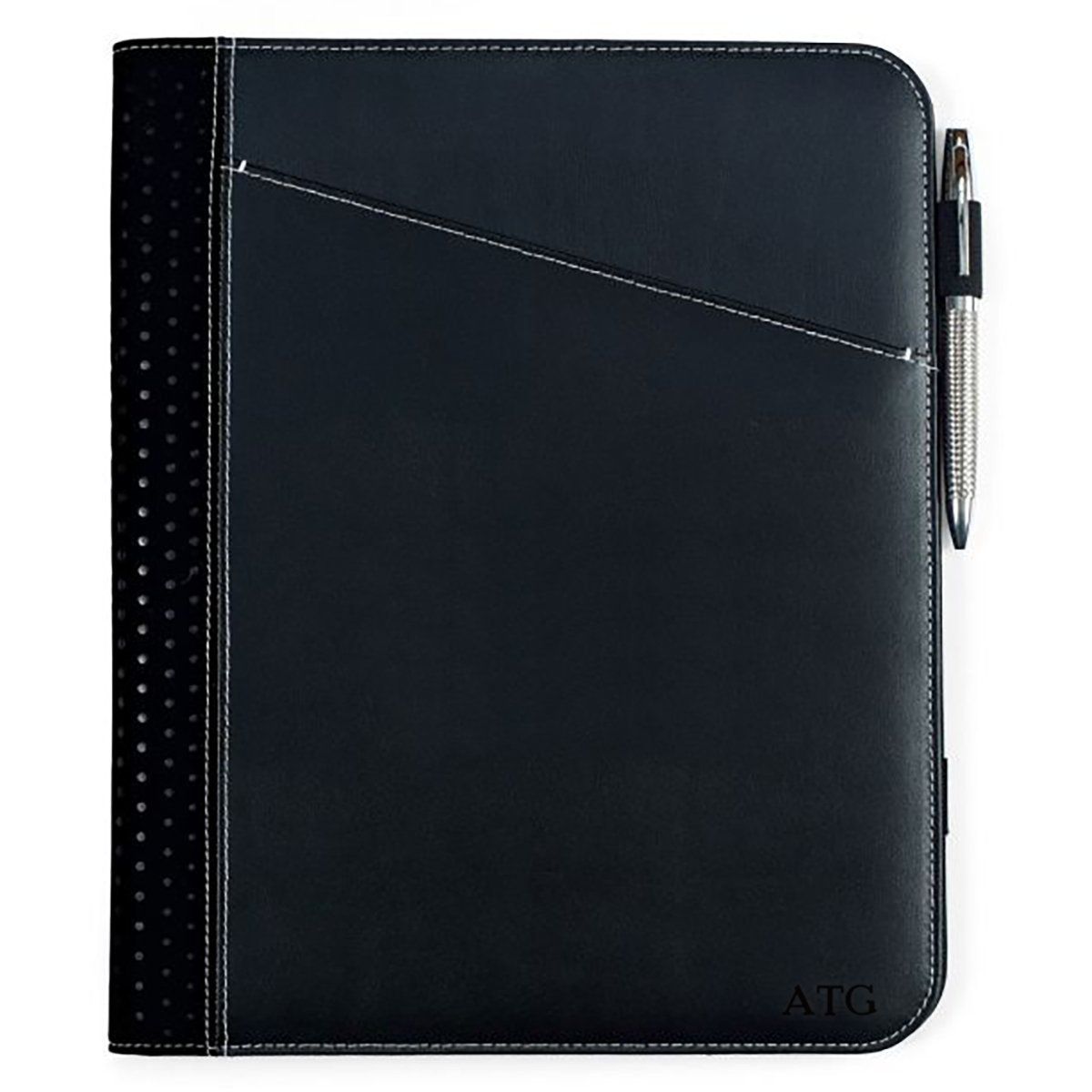 Personalized Borello Cedar Black Leather Writing Pad