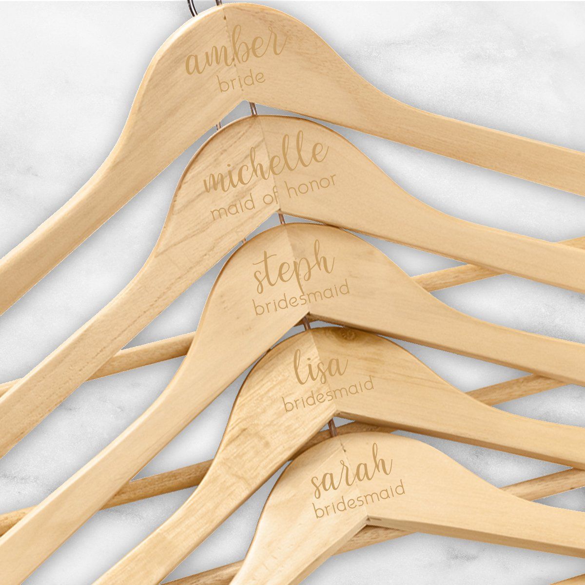 Personalized Bride/Bridesmaid Wooden Hangers Set of 5