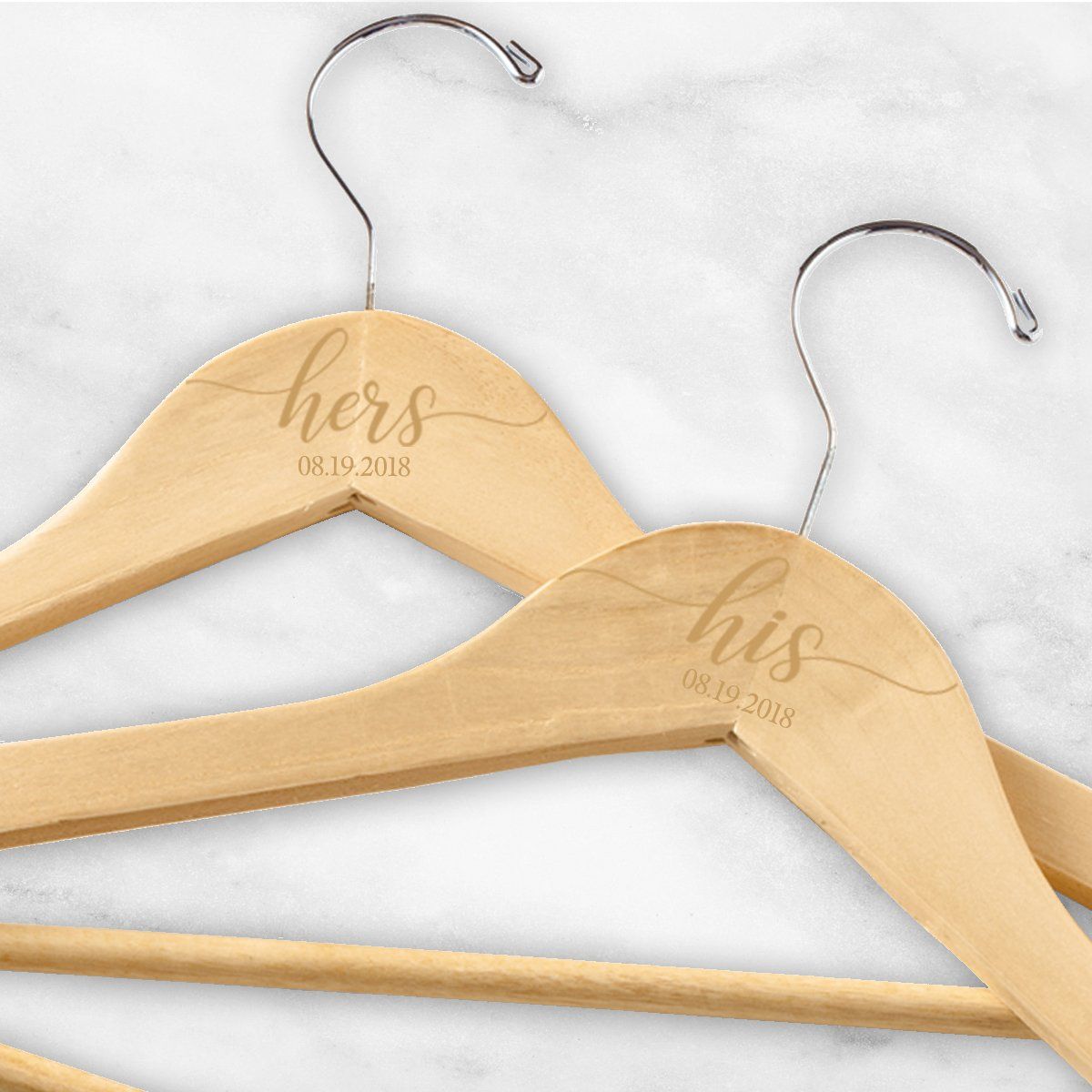 Personalized His/Hers Wooden Hangers Set of 2