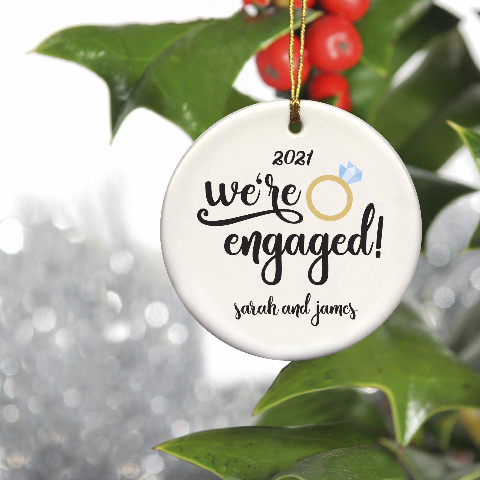 engaged couple ornament personalized