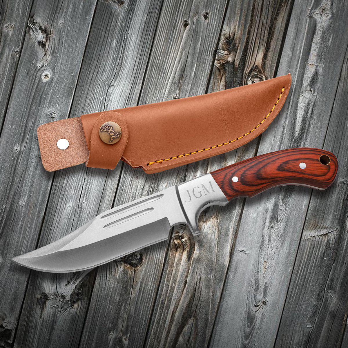 Personalized Saw Mountain Wood Handle Fixed Blade Knife