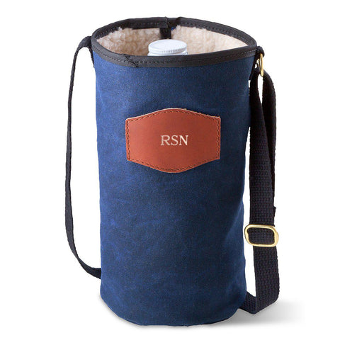 Buy Personalized Waxed Canvas Blue Growler Carrier