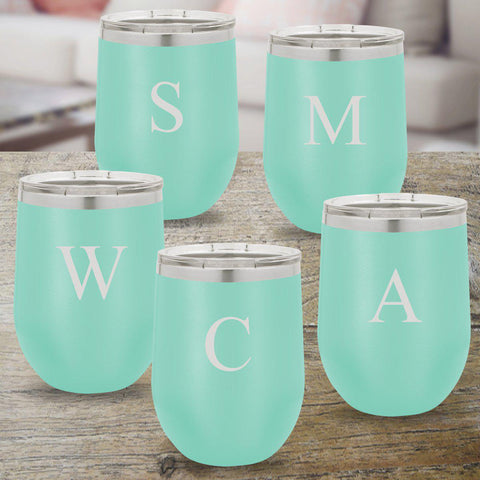Buy Set of 5 Personalized Teal 12oz. Insulated Wine Tumblers