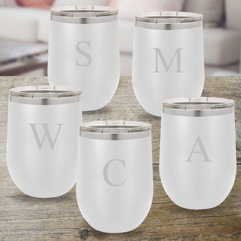 Buy Set of 5 Personalized White 12oz. Insulated Wine Tumblers