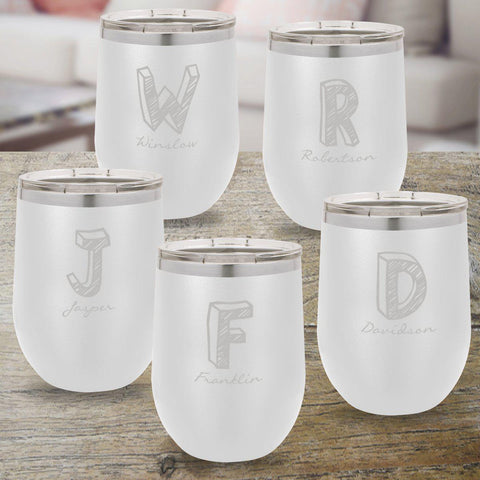 Buy Set of 5 Personalized White 12oz. Insulated Wine Tumblers