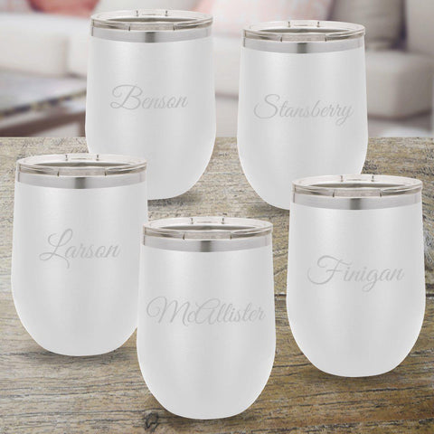 Buy Set of 5 Personalized White 12oz. Insulated Wine Tumblers