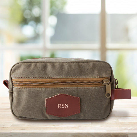 Buy Personalized Waxed Canvas Field Tan Toiletry Bag