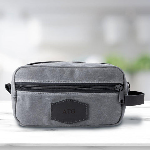 Buy Personalized Waxed Canvas Charcoal Toiletry Bag