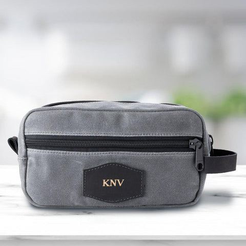 Buy Personalized Waxed Canvas Charcoal Toiletry Bag