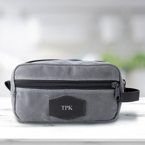 Buy Personalized Waxed Canvas Charcoal Toiletry Bag