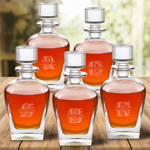 Buy Set of 5 Groomsmen Personalized Antique Whiskey Decanters