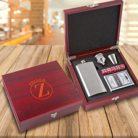 Buy Personalized Elegant Rosewood Flask & Card Set