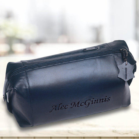 Buy Personalized Leather Shaving Toiletry Bag