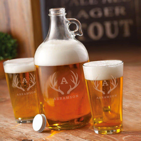 Buy Personalized Growler Set with 2 Pint Glasses - 64oz.