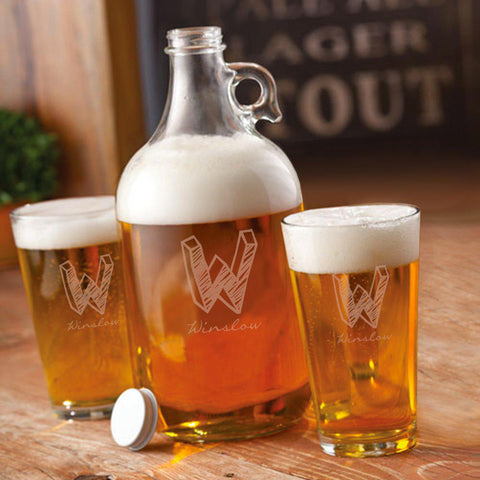 Buy Personalized Growler Set with 2 Pint Glasses - 64oz.
