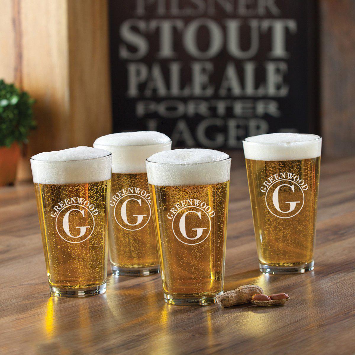 16 Oz. Personalized Barware - Set Of 4 Pub Glasses