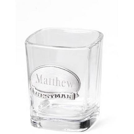 Personalized Shot Glass W/pewter Medallion