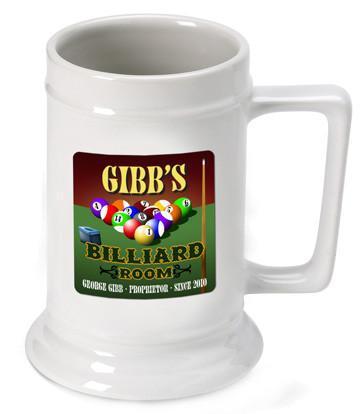 Personalized Ceramic Beer Stein - Billiards