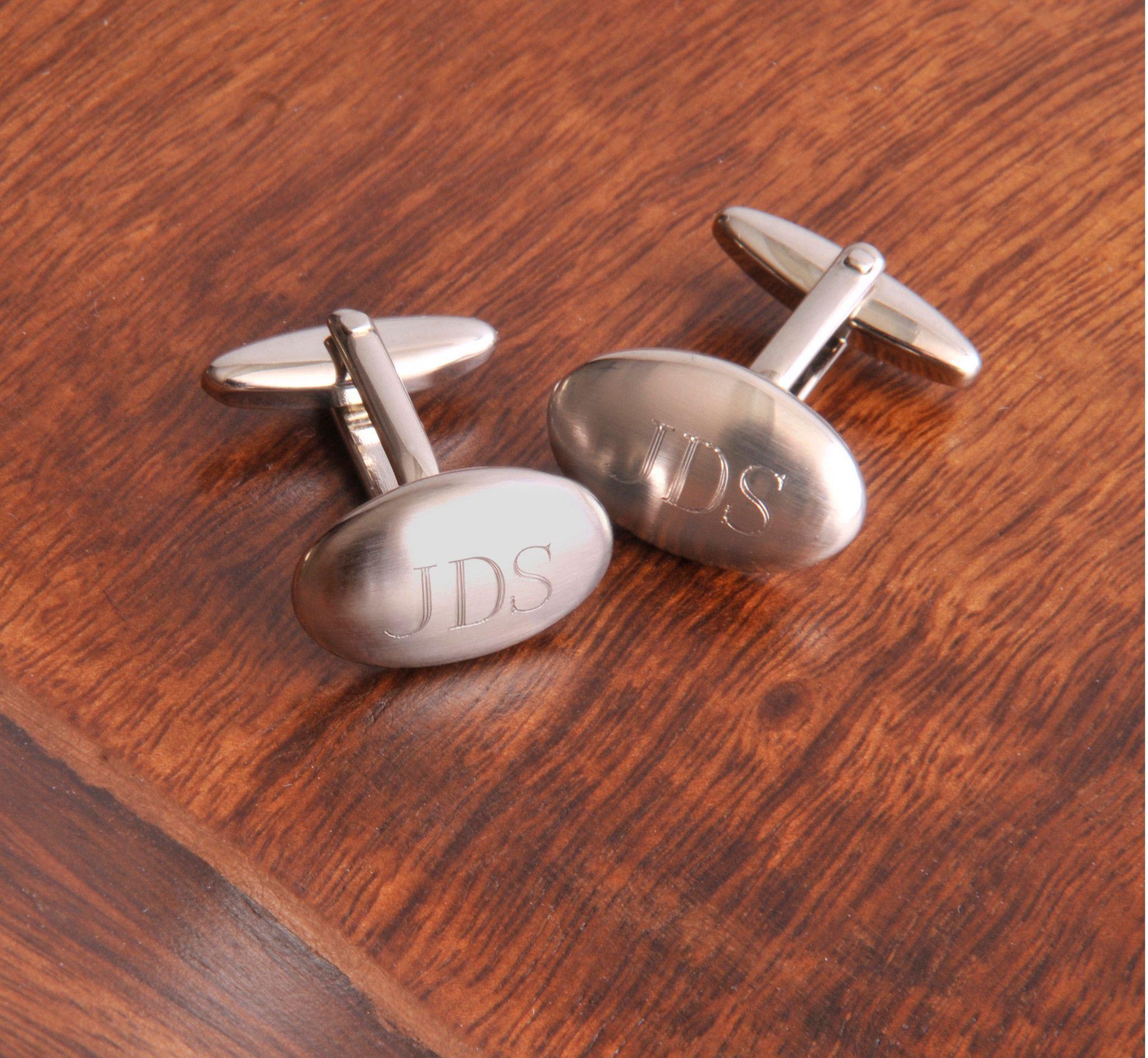 Personalized Cufflinks - Oval Brushed