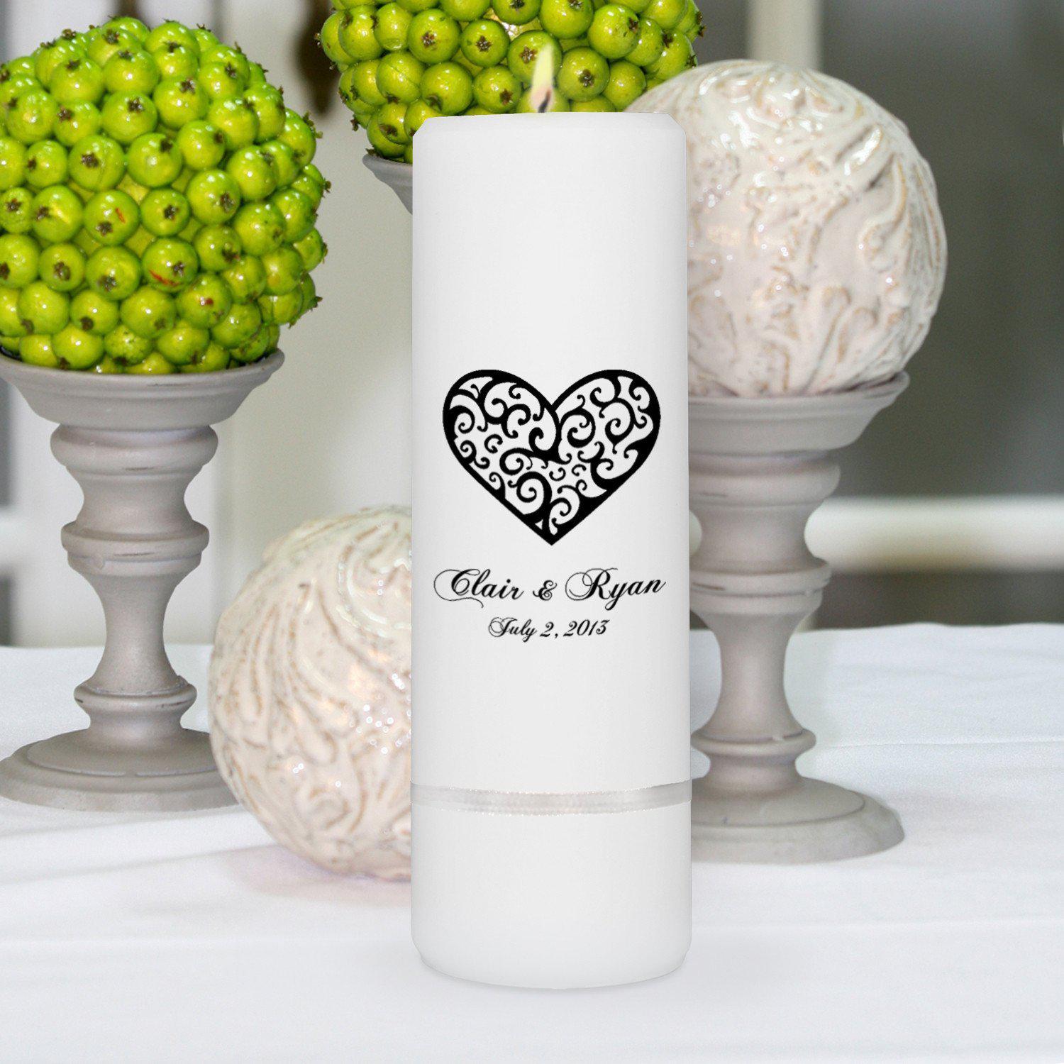 Personalized Wedding Unity Candle - Personalized 3&quot;x 9&quot; Candle