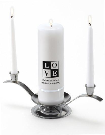 Personalized Premier Wedding Unity Candle w/Stand