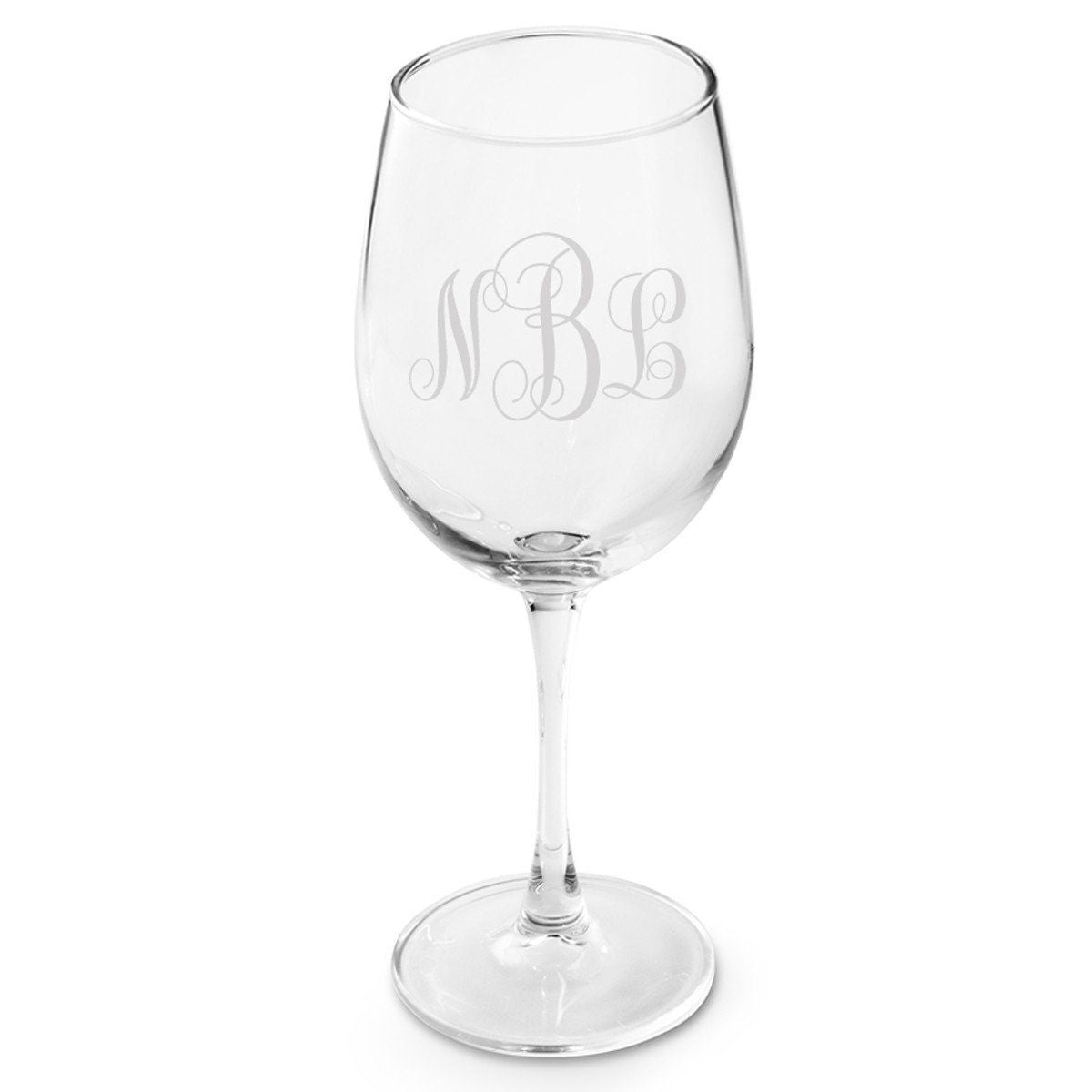 Personalized White Wine Glass - Interlocking Monogram