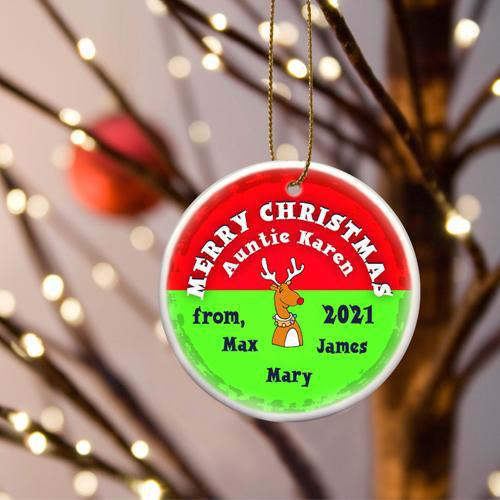 Personalized Merry Christmas Ceramic Ornament