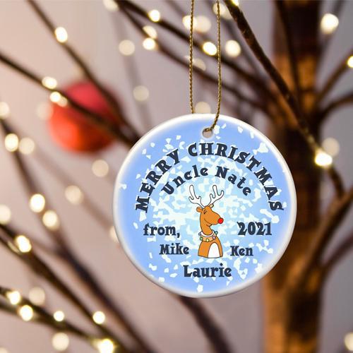 Personalized Merry Christmas Ceramic Ornament