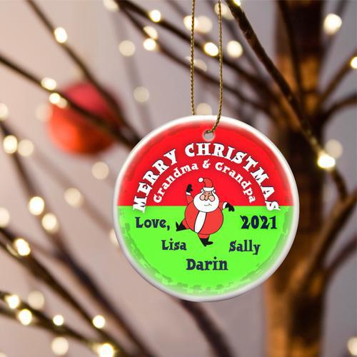 Personalized Merry Christmas Ceramic Ornament