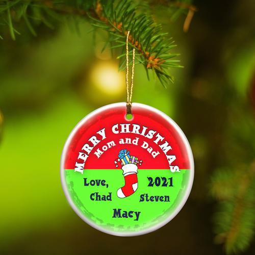 Personalized Merry Christmas Ceramic Ornament