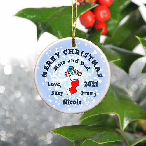 Personalized Merry Christmas Ceramic Ornament