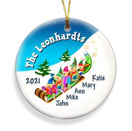 Buy Personalized Elves Family Names Ceramic Ornament