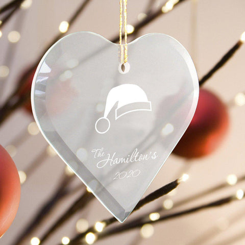 Buy Personalized Heart Shape Glass Ornaments
